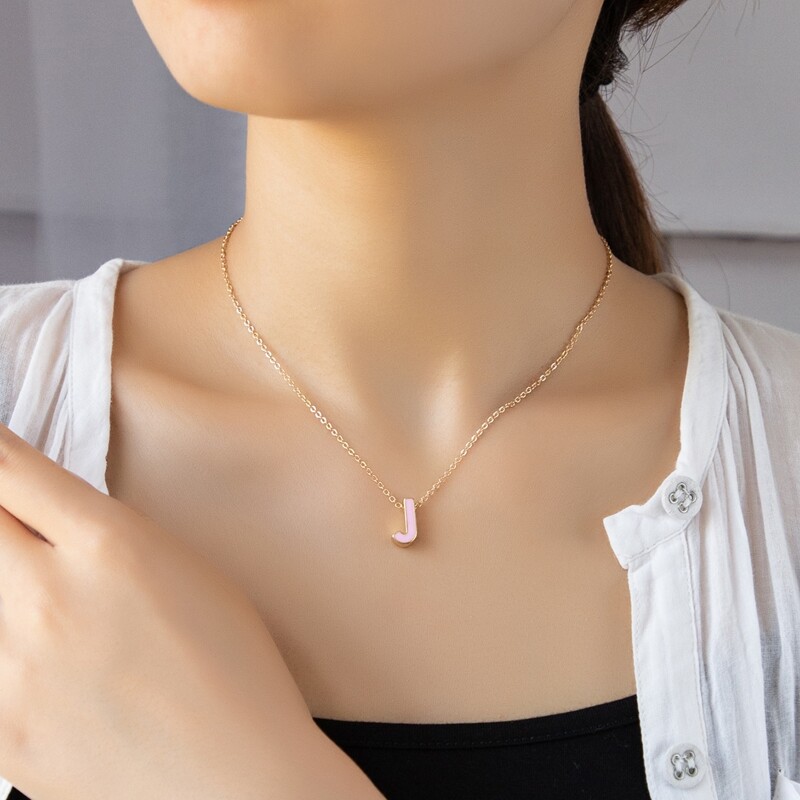 

Letter Charm Necklace, Multicolor