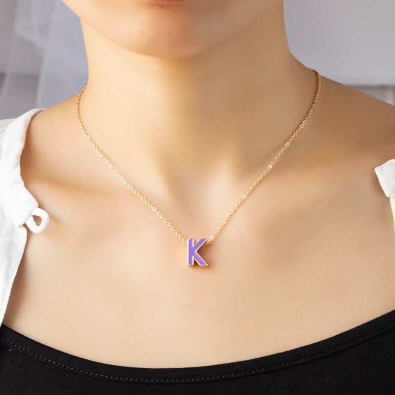 

Letter Charm Necklace, Purple