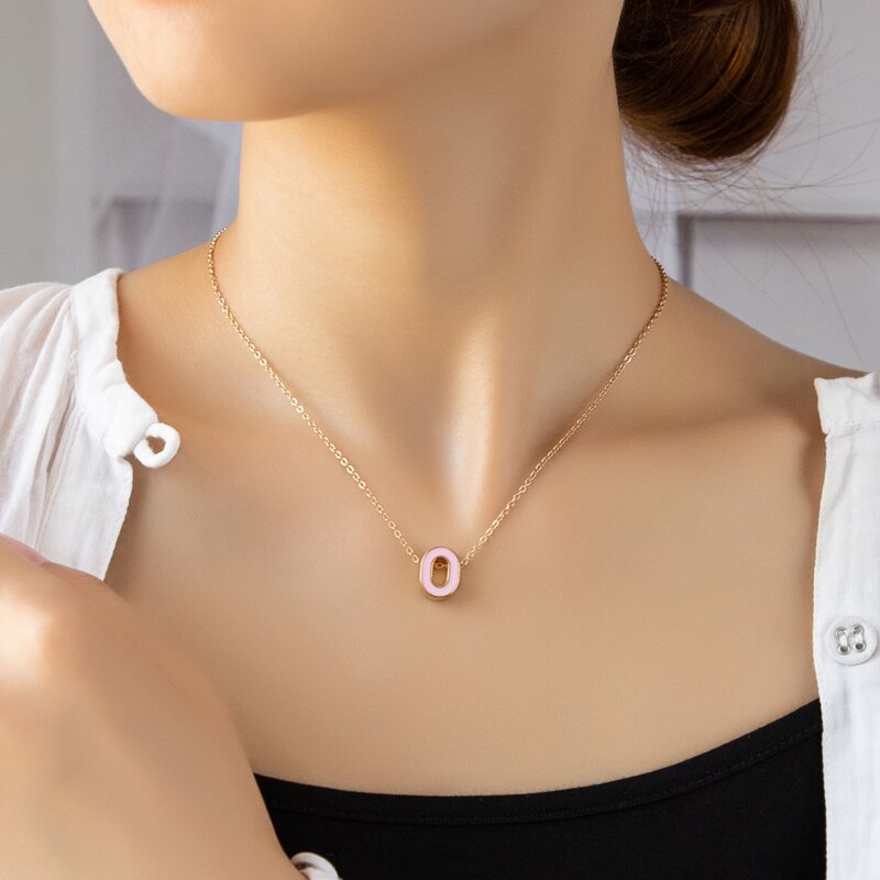 

Letter Charm Necklace, Pink