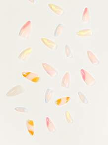 Nâng cao phong cách của bạn với 24 chiếc móng tay giả dài có dây màu kẹo tối giản & 1 dũa móng tay & 1 tờ băng ép trên móng tay Đồ dùng làm móng - Nhiều màu - Xem 3