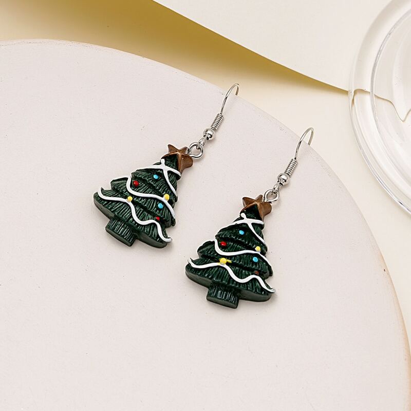 

Christmas Tree Drop Earrings, Green