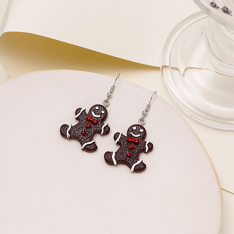

Gingerbread Man Drop Earrings, Brown