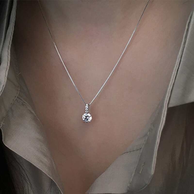 

Rhinestone Pendant Necklace, Silver