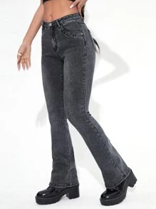 Jeans de pierna recta - Gris Oscuro - Ver 1
