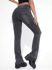 Jeans de pierna recta - Gris Oscuro - Ver 2