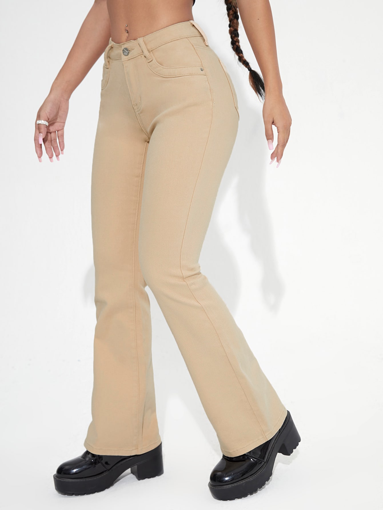 Flare Leg Solid Jeans | SHEIN