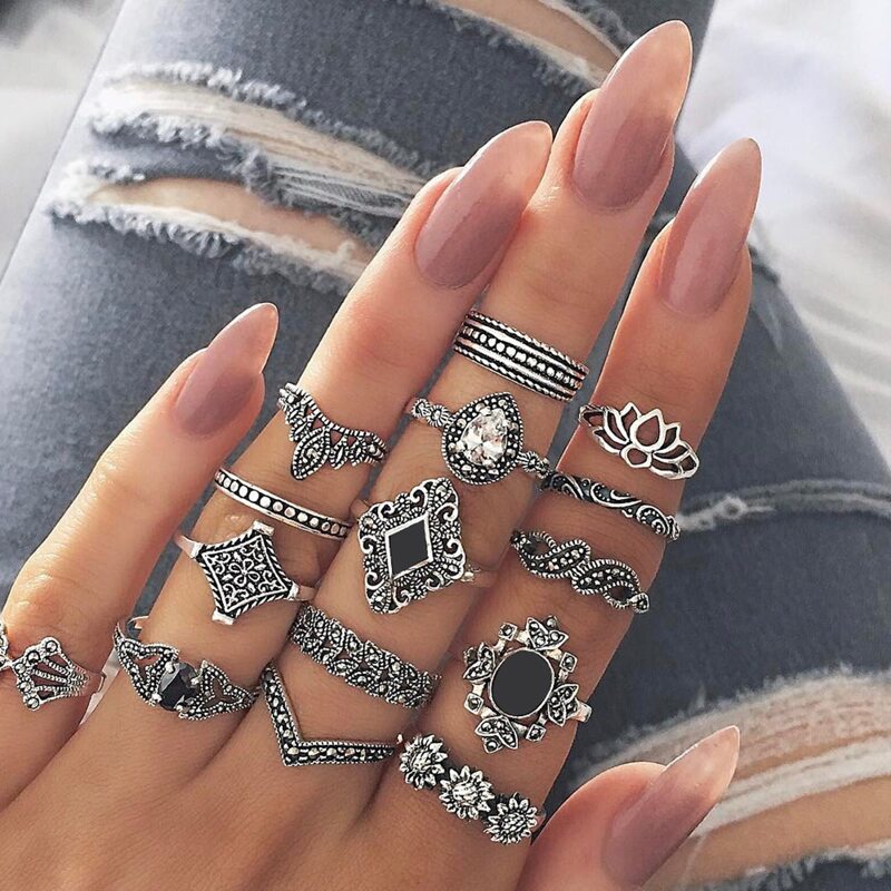 

15pcs Flower Ring, Silver