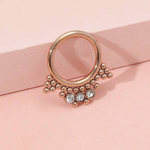 

Rhinestone Decor Nose Ring, Rose gold