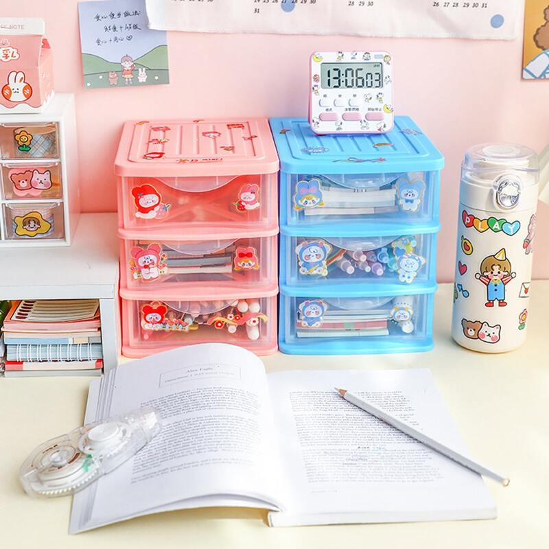 

1pc Random 3 Layer Stationery Storage Box, Multicolor