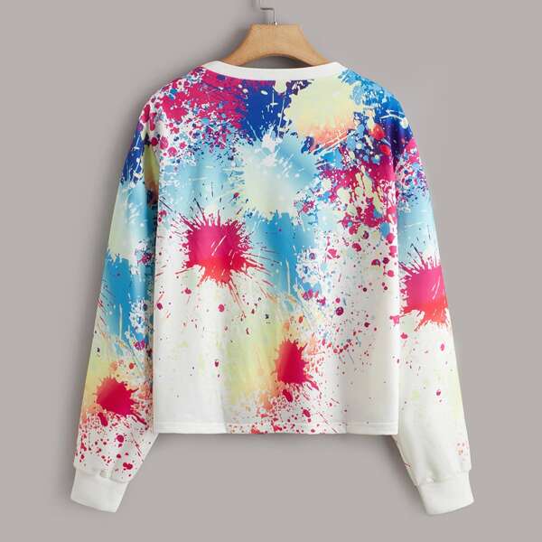 

Plus Splash Ink Print Sweatshirt, Multicolor