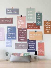15pcs Slogan Graphic Postcard - Multicolor - View 1