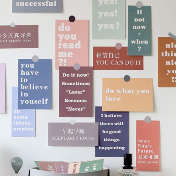 

15pcs Slogan Graphic Postcard, Multicolor
