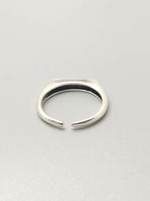 Anillo de cobre con detalle de letras para hombre, 1 pieza, a la moda y popular, para regalo de joyería y para un aspecto elegante - Plata antigua - Ver 2