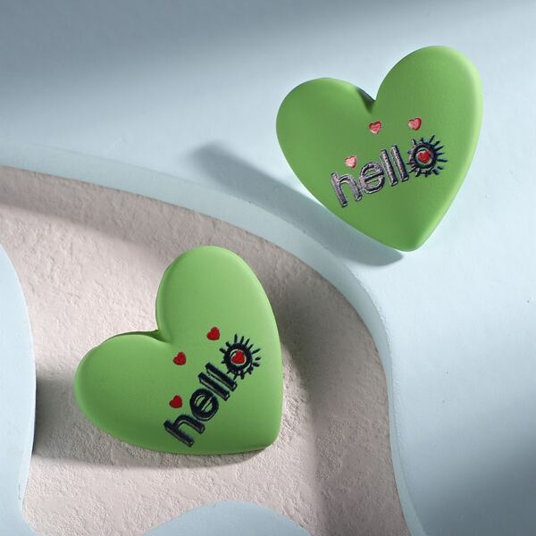

Heart Stud Earrings, Green