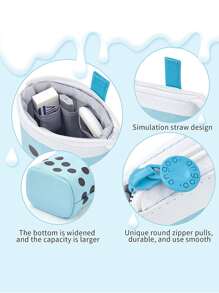 1入組珍珠奶茶形狀筆袋 - 藍色 - 查看 4