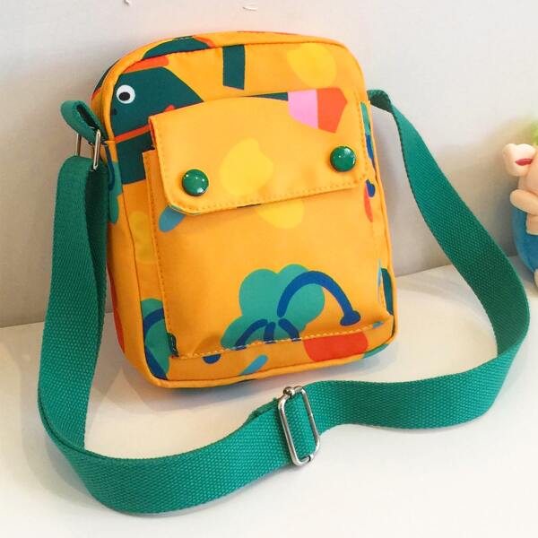 

Allover Cartoon Graphic Crossbody Bag, Multicolor