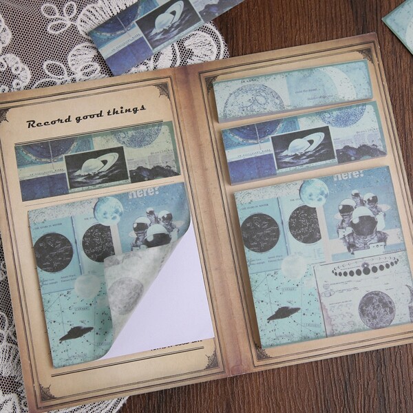 

60sheets Vintage Pattern Sticky Note, Multicolor