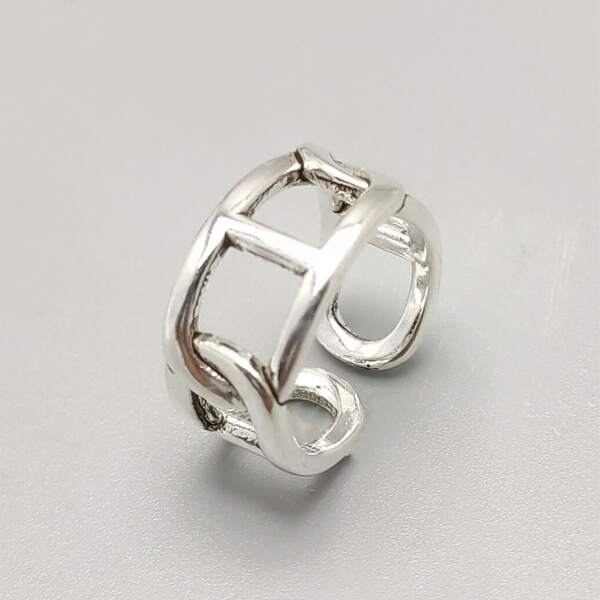 

Men Hollow Out Cuff Ring, Antique silver