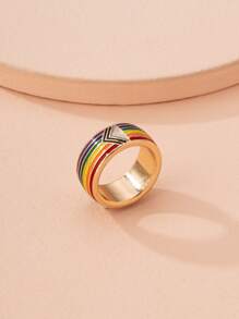 LGBT Rainbow Stripe Ring - Multicolor - View 1
