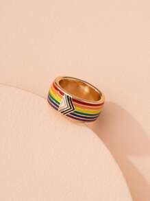 LGBT Rainbow Stripe Ring - Multicolor - View 2