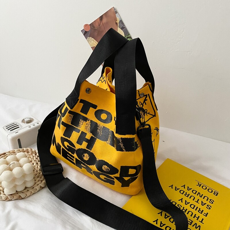 

Letter Graphic Satchel Bag, Yellow