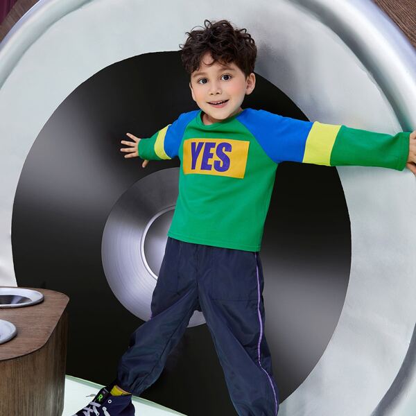 

Toddler Boys Letter Graphic Color Block Raglan Sleeve Tee, Multicolor