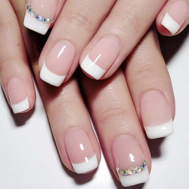 

24pcs Graphic Fake Nail, White