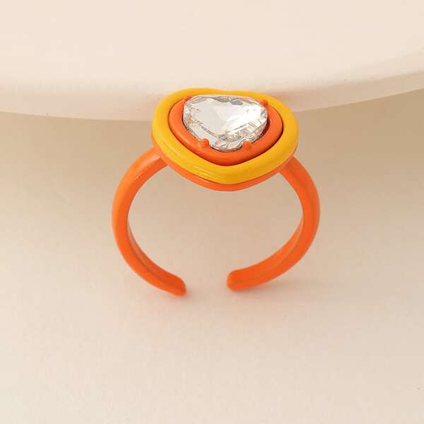 

Rhinestone Decor Cuff Ring, Multicolor