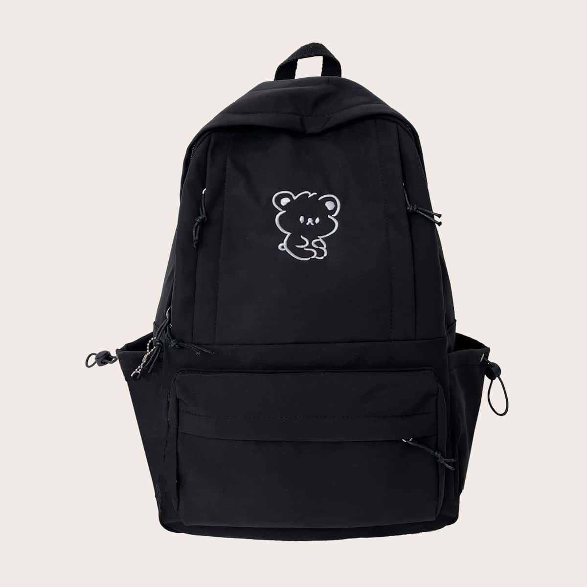 

Cartoon Graphic Functional Backpack, Black