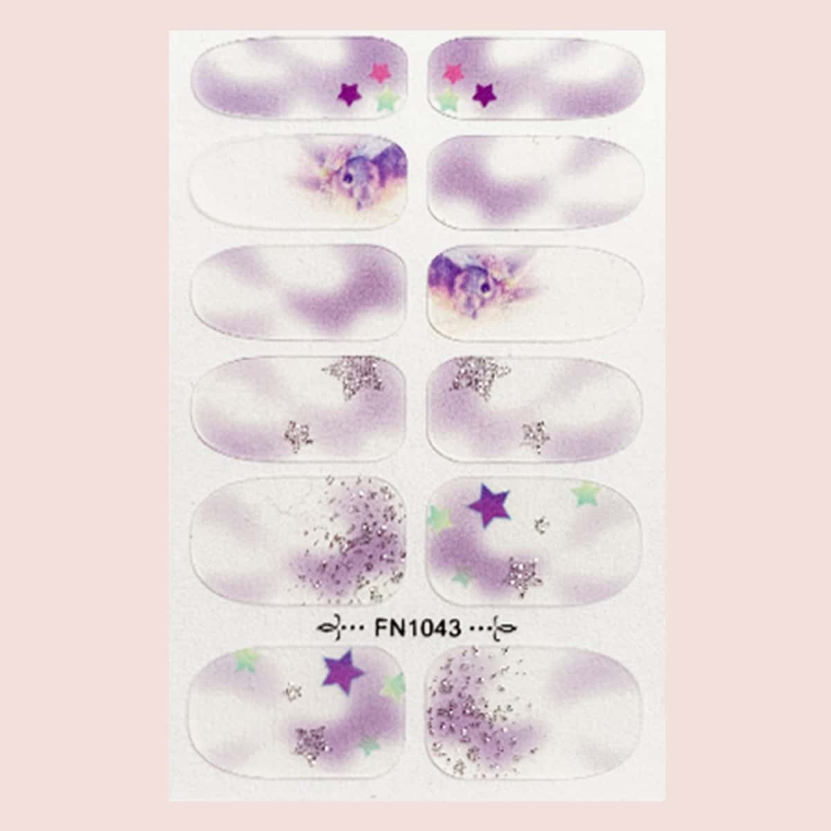 

1sheet Rabbit Pattern Nail Art Sticker & 1pc Nail File, Multicolor