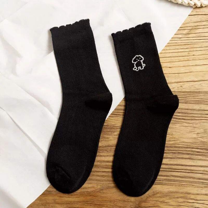 

Animal Print Crew Socks, Black