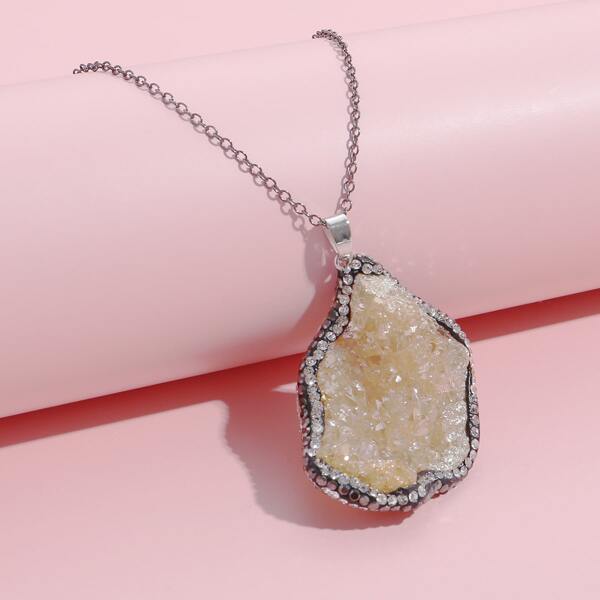 

Stone Pendant Necklace, Beige