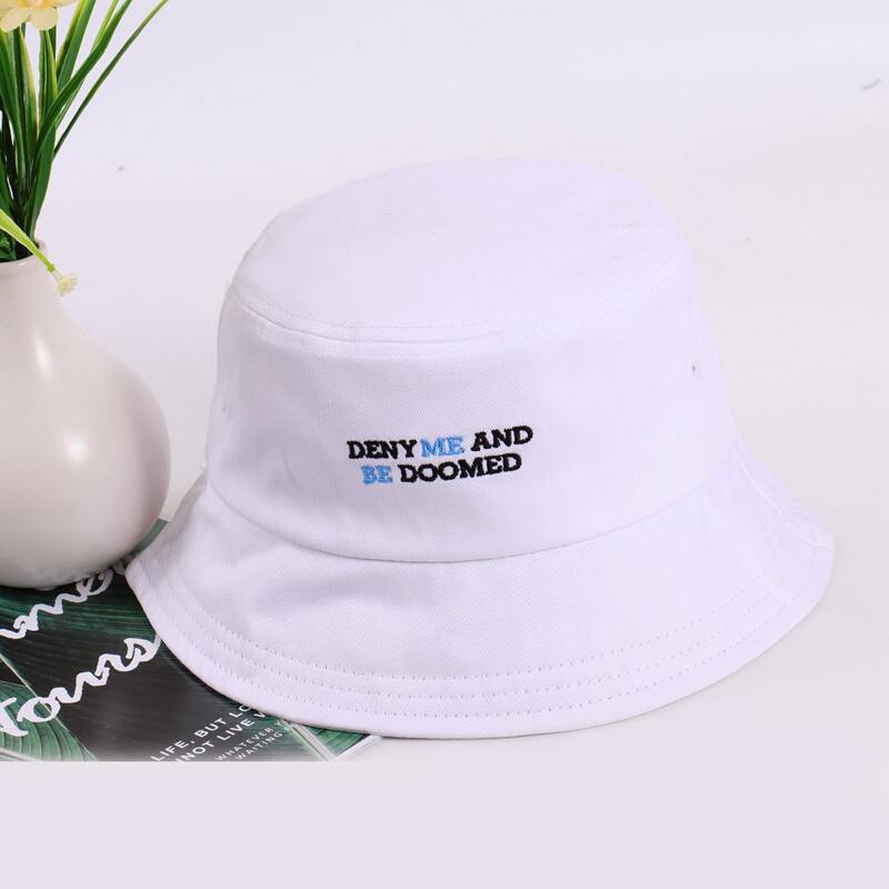 

Slogan Graphic Embroidery Bucket Hat, White