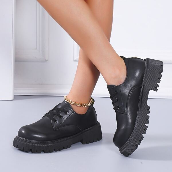 

Lace Up Front Platform Oxfords, Black