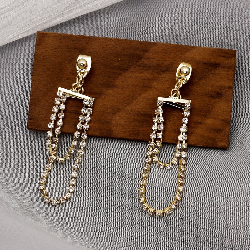 

Rhinestone Decor Earrings, Gold