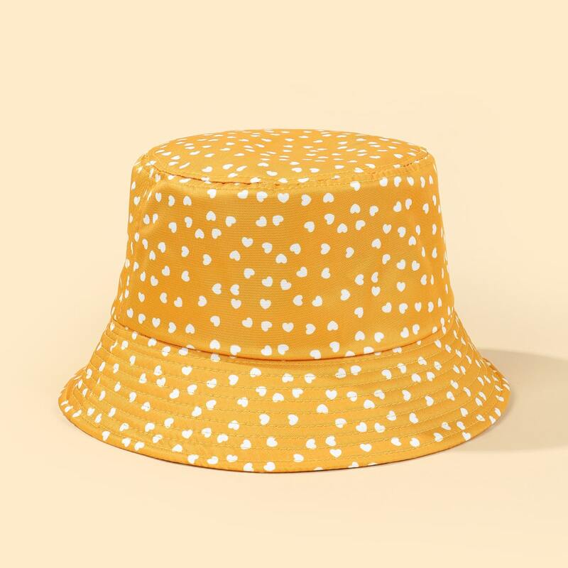 

Heart Print Bucket Hat, Yellow