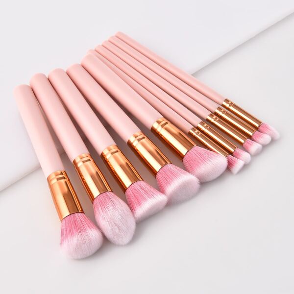 

10pcs Makeup Brush Set, Baby pink