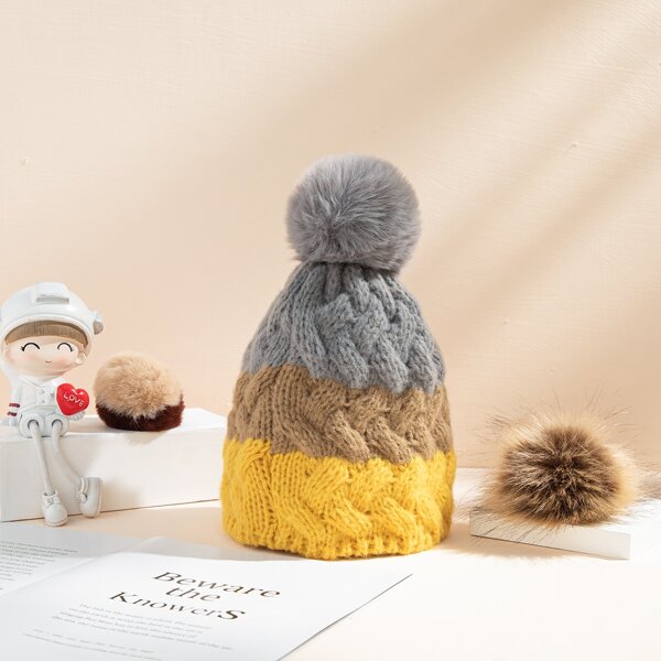 

Color Block Knit Beanie, Multicolor