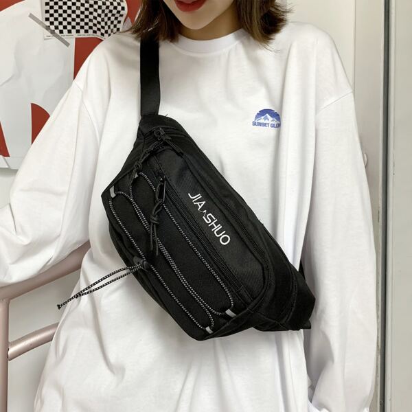 

Letter Graphic Fanny Pack, Black