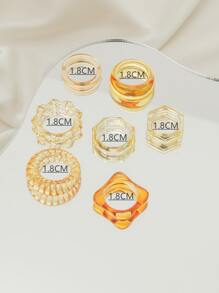 7入組極簡風格透明圓環 - 橘色 - 查看 3