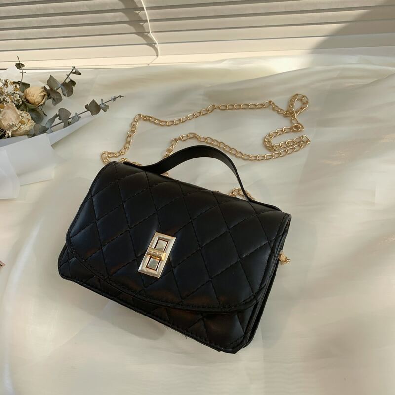 

Quilted Flap Satchel Bag, Black