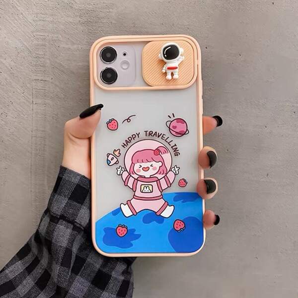 

Cartoon Graphic Phone Case, Pink