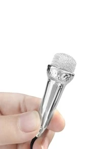 Mini Microphone Compatible With Mobile Phone - Silver - View 1