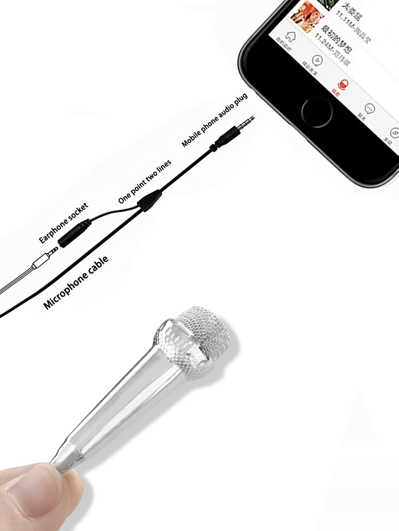 Micrô nhỏ tương thích với điện thoại di động - Bạc - Xem 3