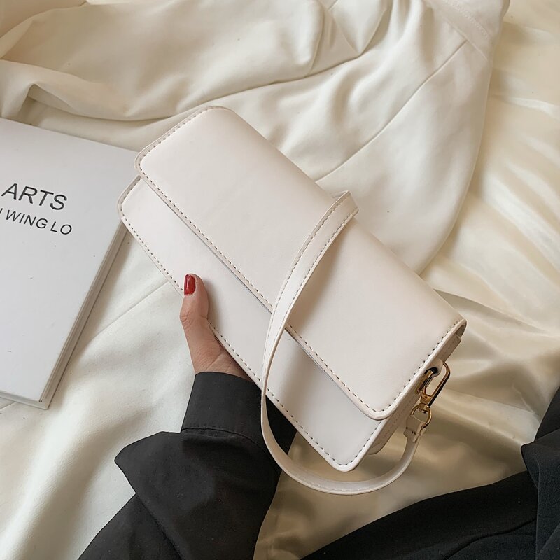 

Minimalist Flap Shoulder Bag, White