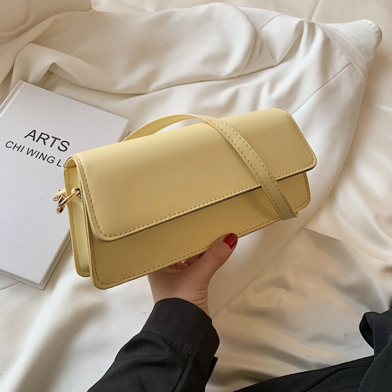 

Minimalist Flap Shoulder Bag, Yellow