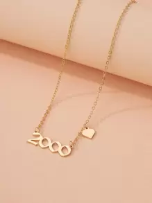 數字2000和心形吊墜項鍊