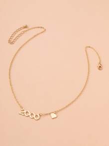 數字2000和心形吊墜項鍊