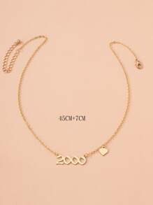 數字2000和心形吊墜項鍊