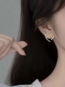 Hoa tai đinh tán hình trái tim - Vàng - Xem 1